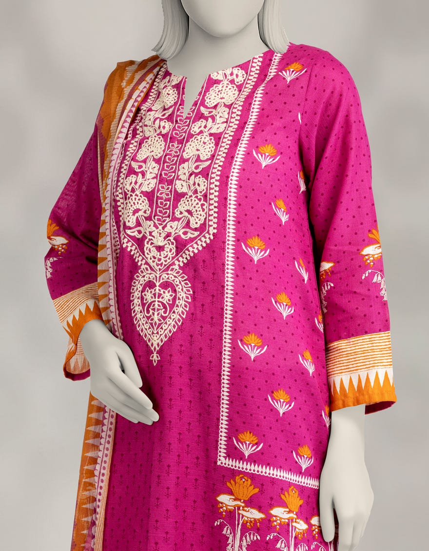 PURPLE KHADDAR EMBROIDERED 3PC STITCHED