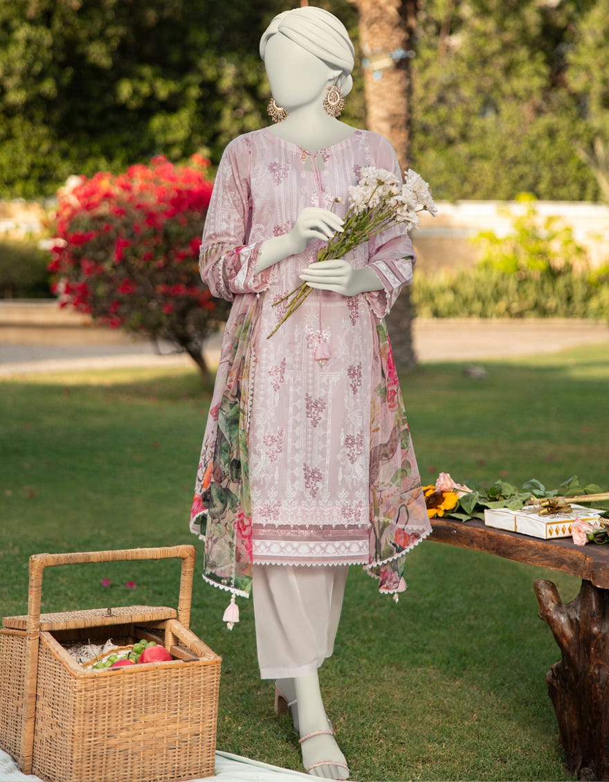 PINK LAWN EMBROIDERED UNSTITCHED 2PC