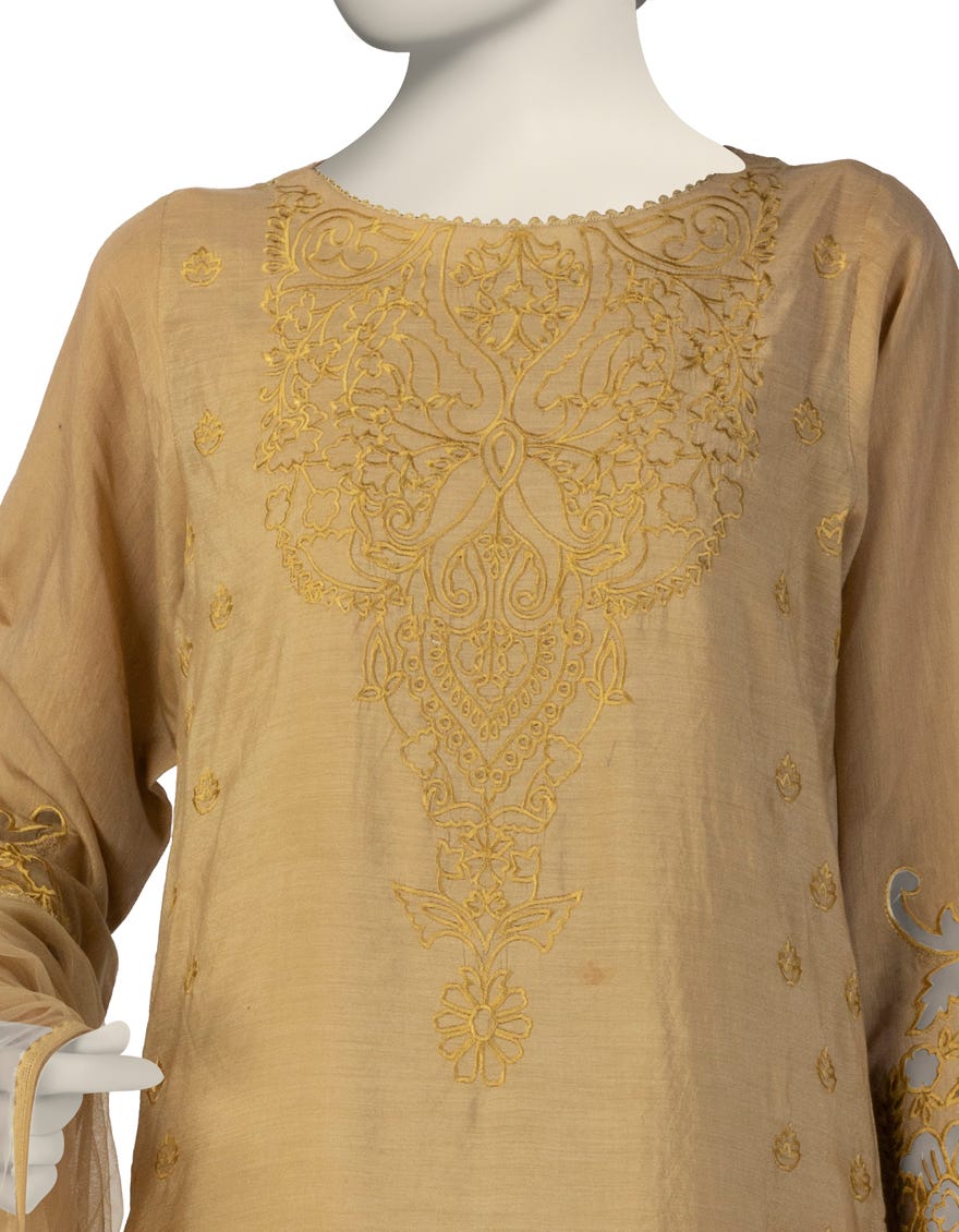 GOLD PAPER COTTON EMBROIDERED 3PC STITCHED
