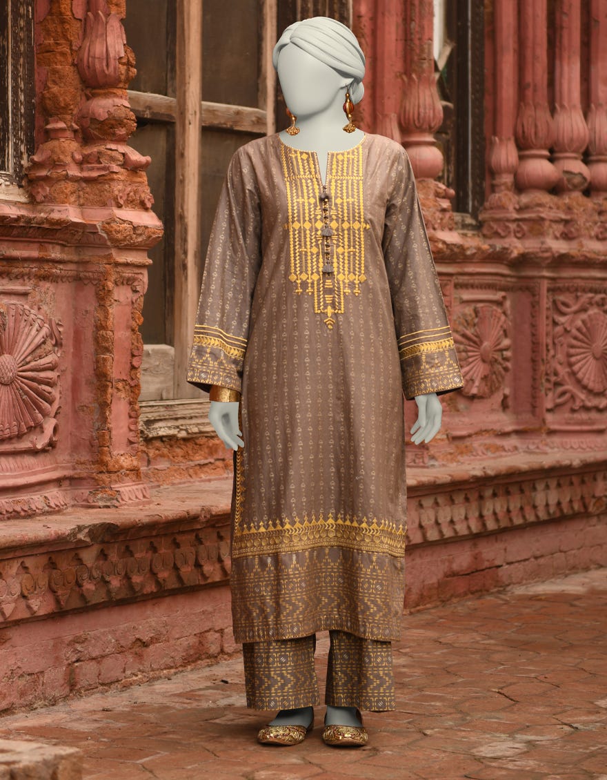 GREY LAWN EMBROIDERED CO-ORD SET