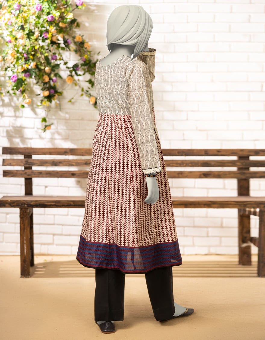 OFF WHITE LAWN EMBROIDERED KURTA