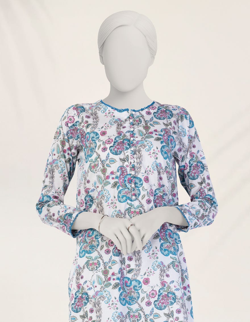WHITE PRINTED LIMINAL UNSTITCHED 2PC