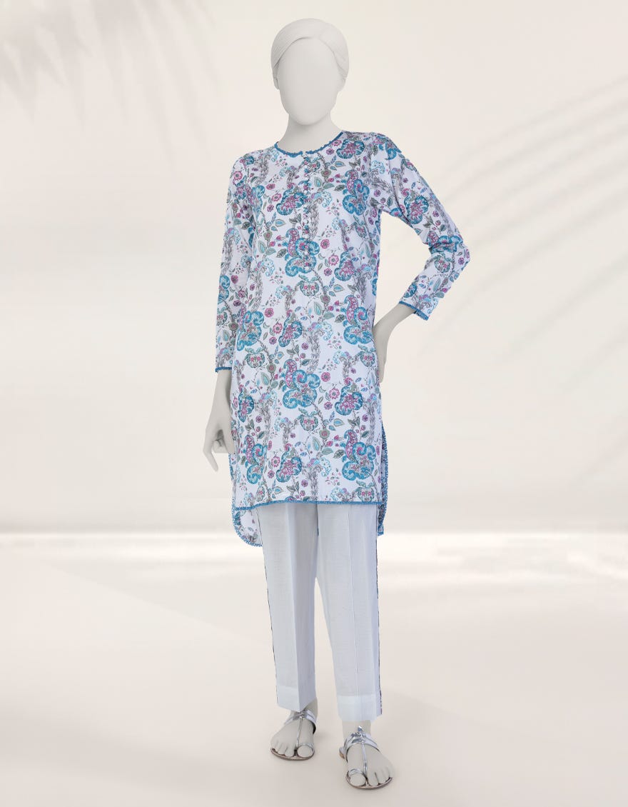 WHITE PRINTED LIMINAL UNSTITCHED 2PC