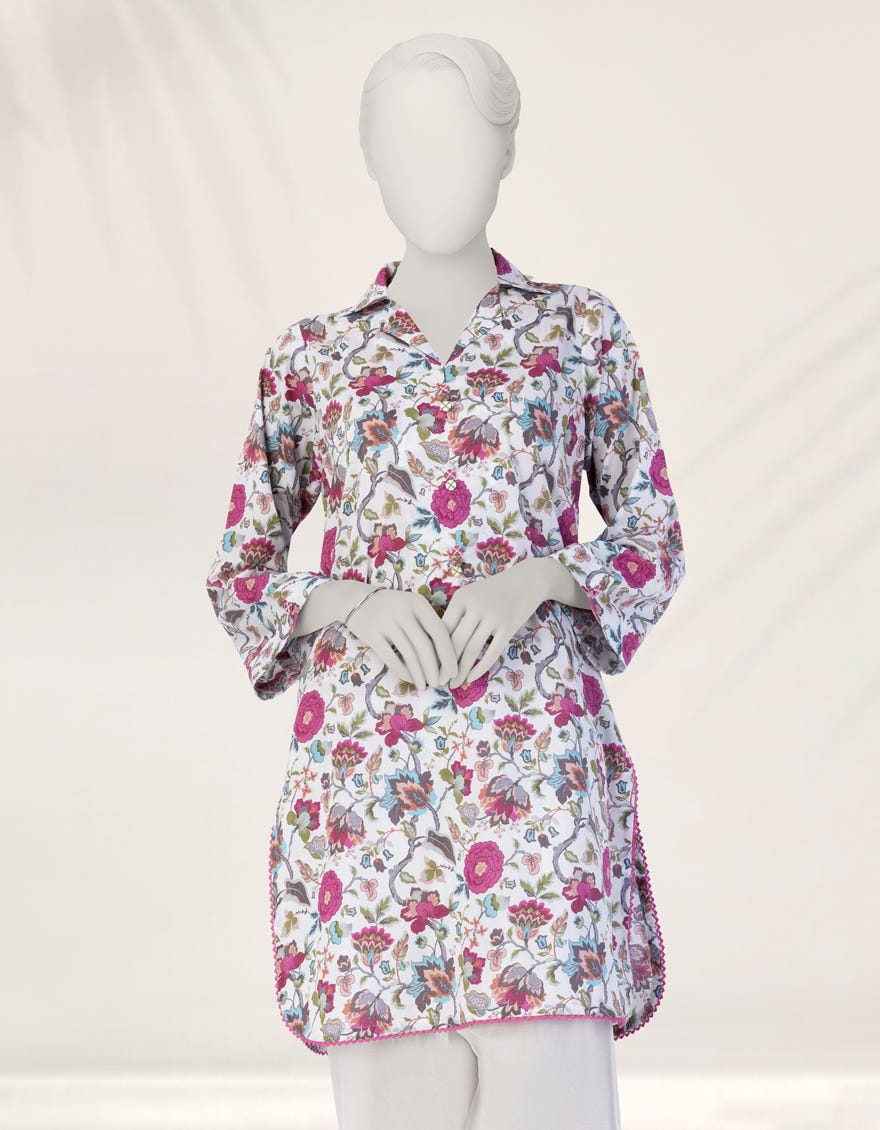 WHITE PRINTED LIMINAL UNSTITCHED 2PC