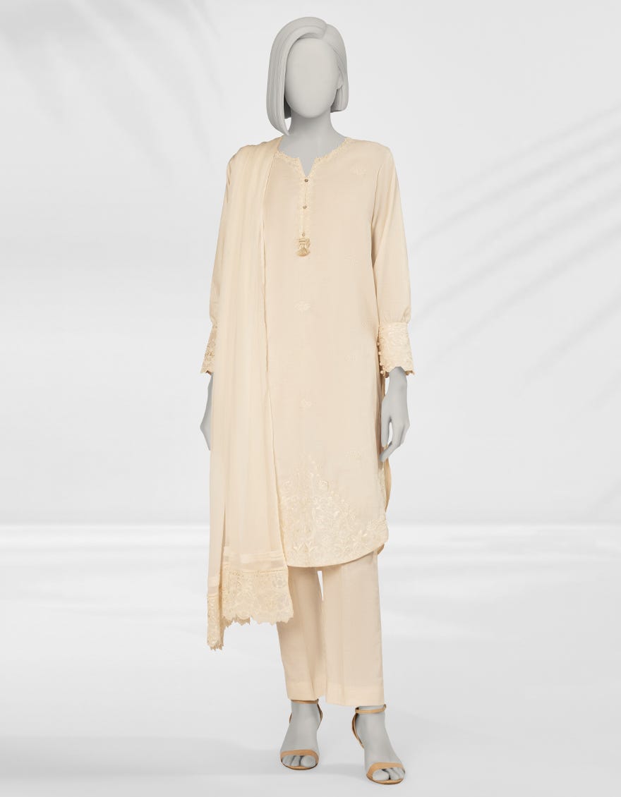 BEIGE EMBROIDERED LIMINAL 3PC STITCHED