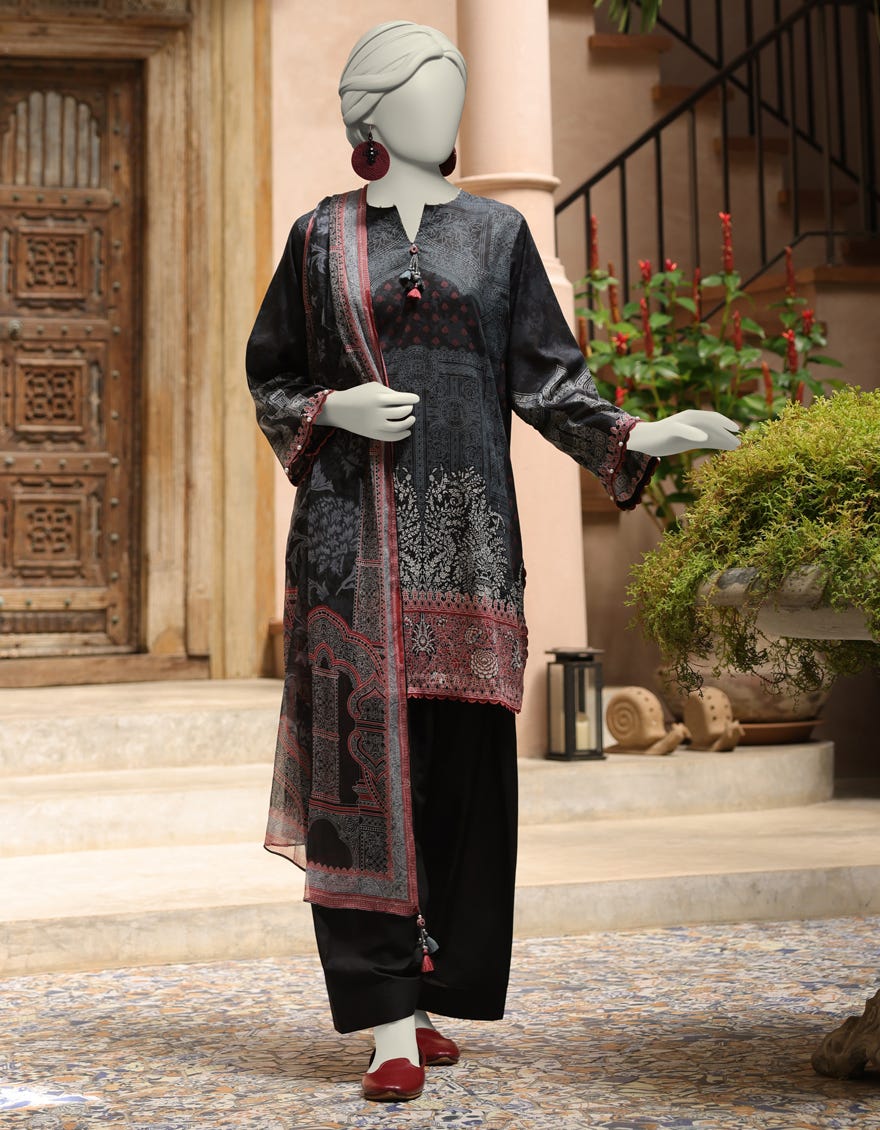 MULTICOLOR LAWN PRINTED UNSTITCHED 3PC | JLAWN-S-25-3002
