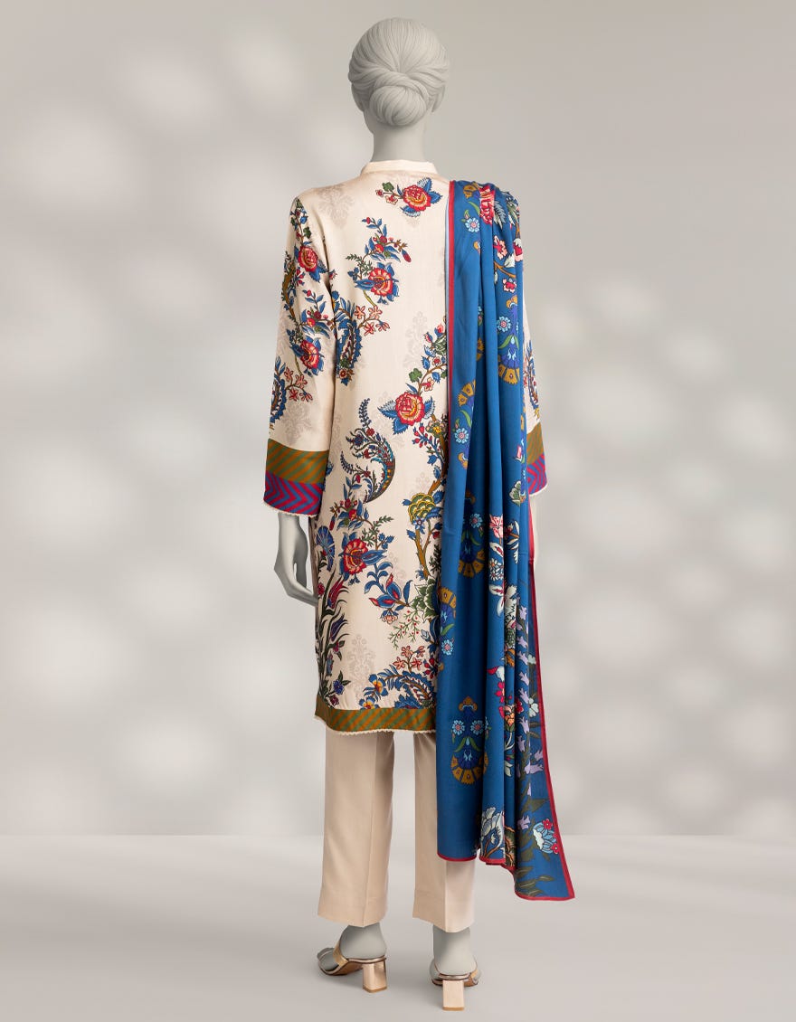 BEIGE MARINA EMBROIDERED 3PC STITCHED