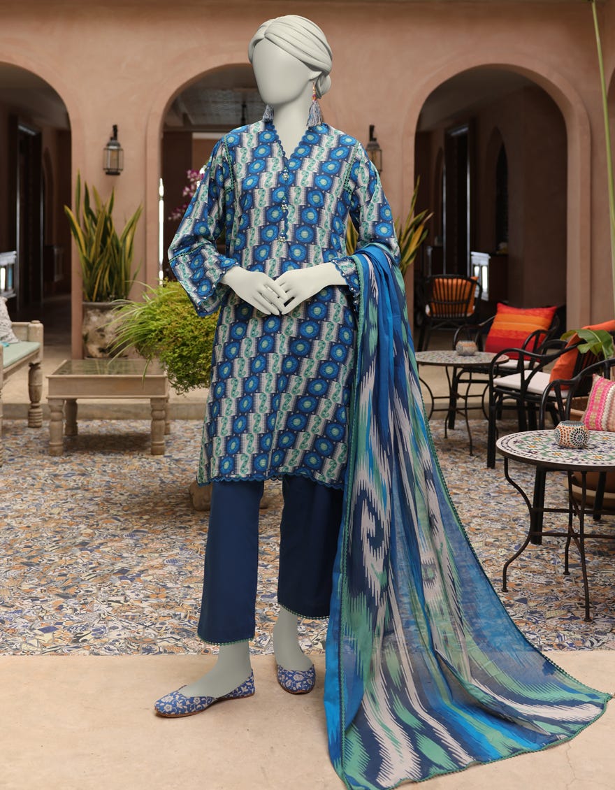 MULTICOLOR LAWN PRINTED UNSTITCHED 3PC