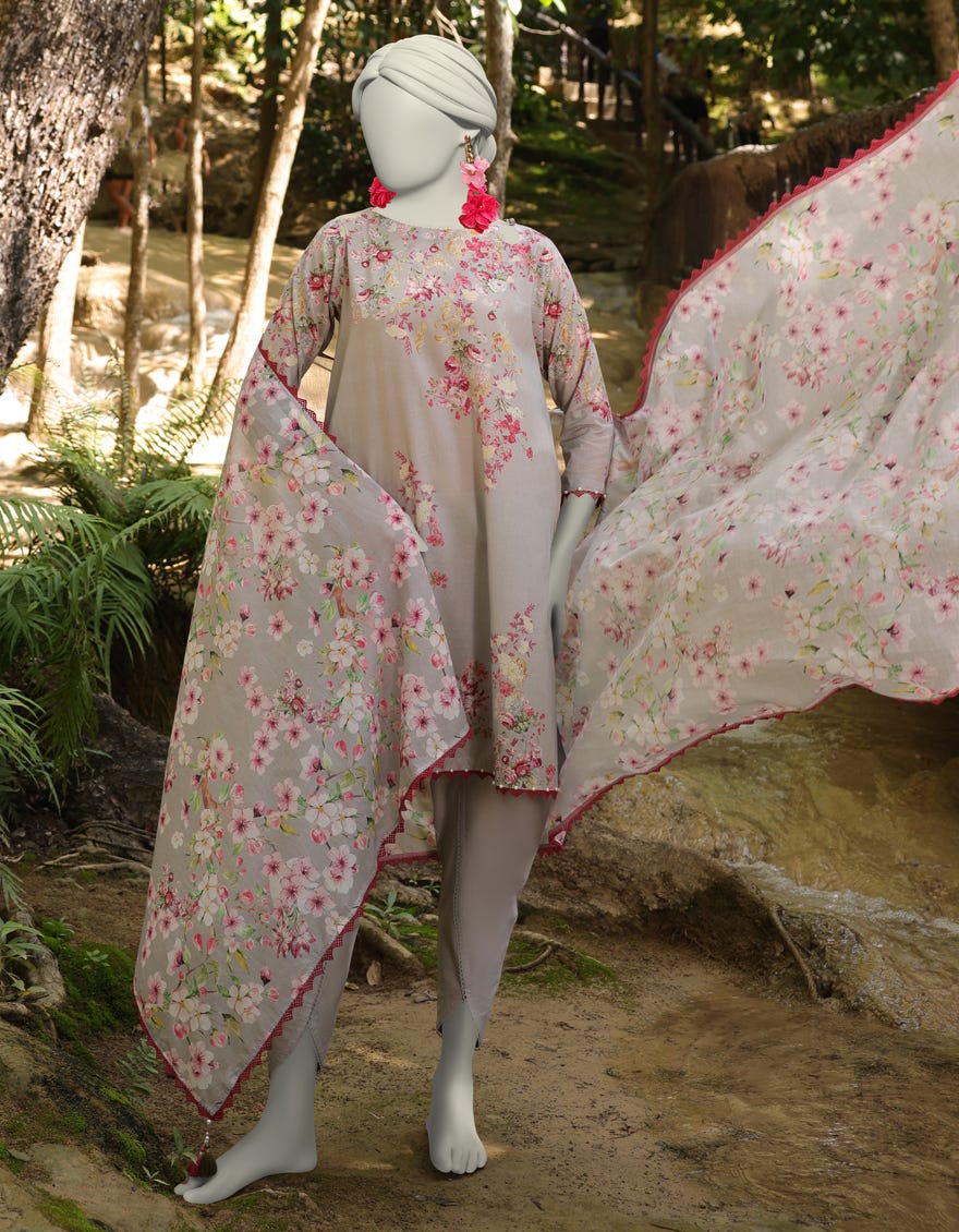 MULTICOLOR LAWN PRINTED UNSTITCHED 3PC | JLAWN-S-25-3048