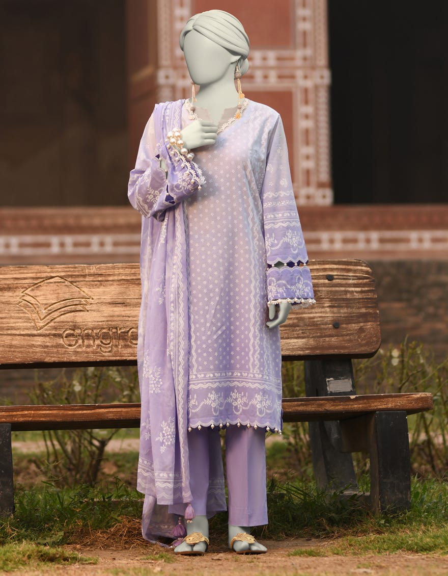 LILAC LAWN PASTE PRINTED UNSTITCHED 3PC | JLAWN-S-25-3096