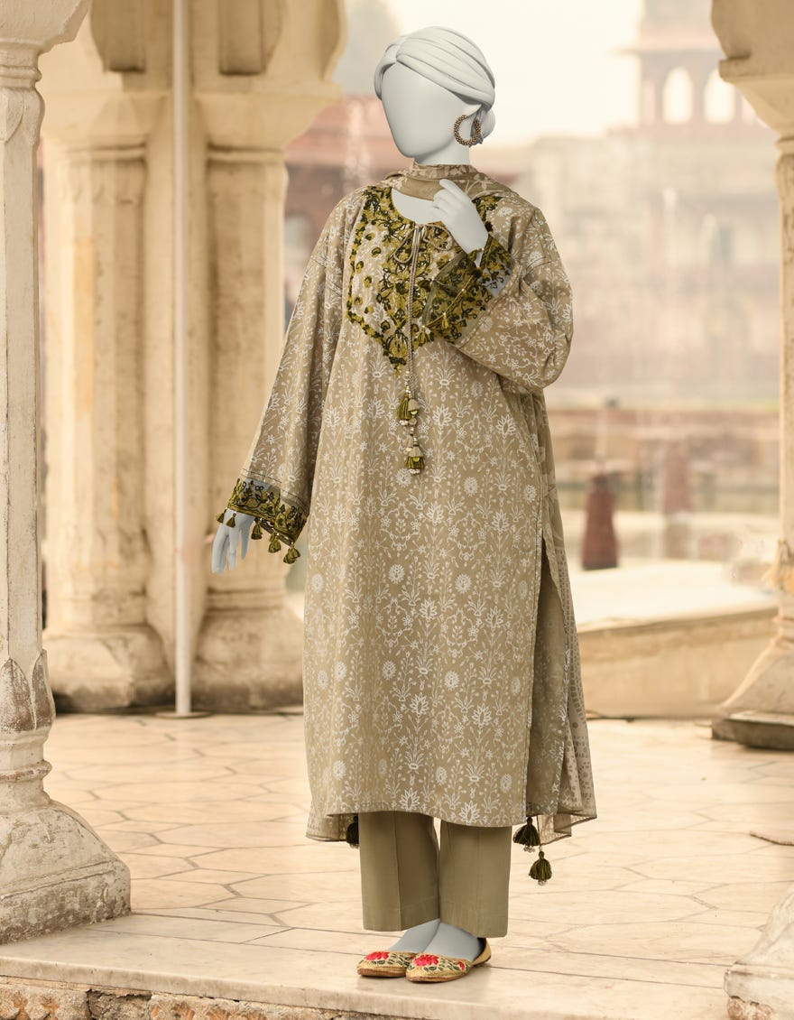 GREEN LAWN EMBROIDERED UNSTITCHED 3PC | JLAWN-S-25-3105
