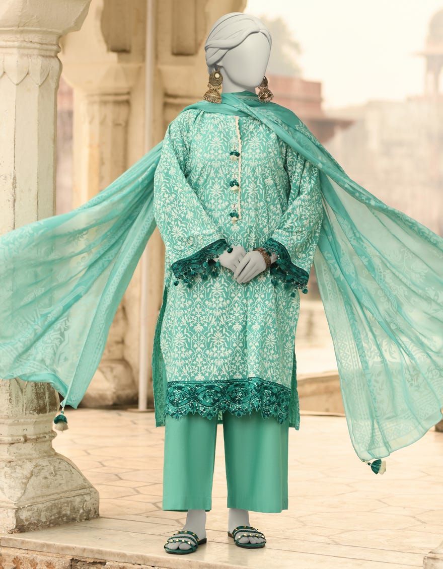 GREEN LAWN EMBROIDERED UNSTITCHED 3PC | JLAWN-S-25-3109