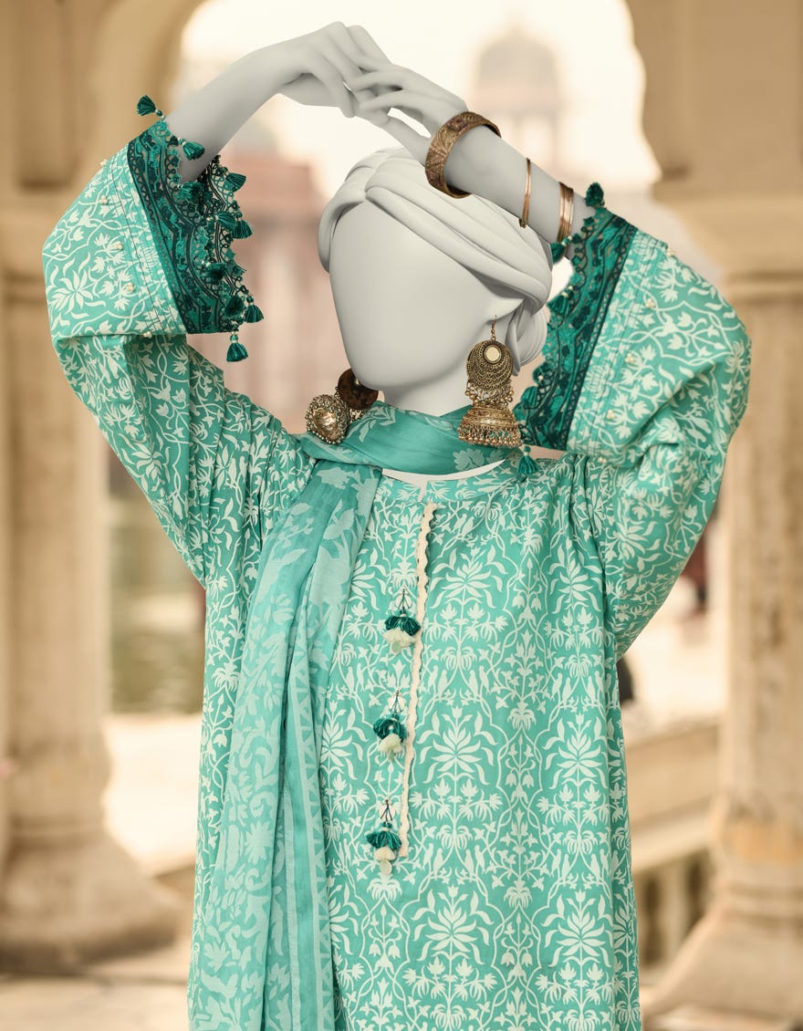 GREEN LAWN EMBROIDERED UNSTITCHED 3PC | JLAWN-S-25-3109