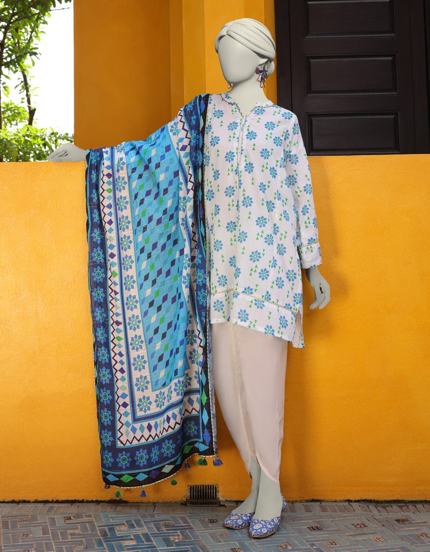 OFF WHITE LAWN PRINTED UNSTITCHED 3PC | JLAWN-S-25-3143