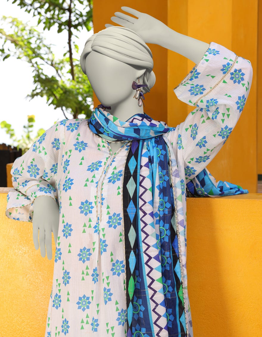 OFF WHITE LAWN PRINTED UNSTITCHED 3PC | JLAWN-S-25-3143