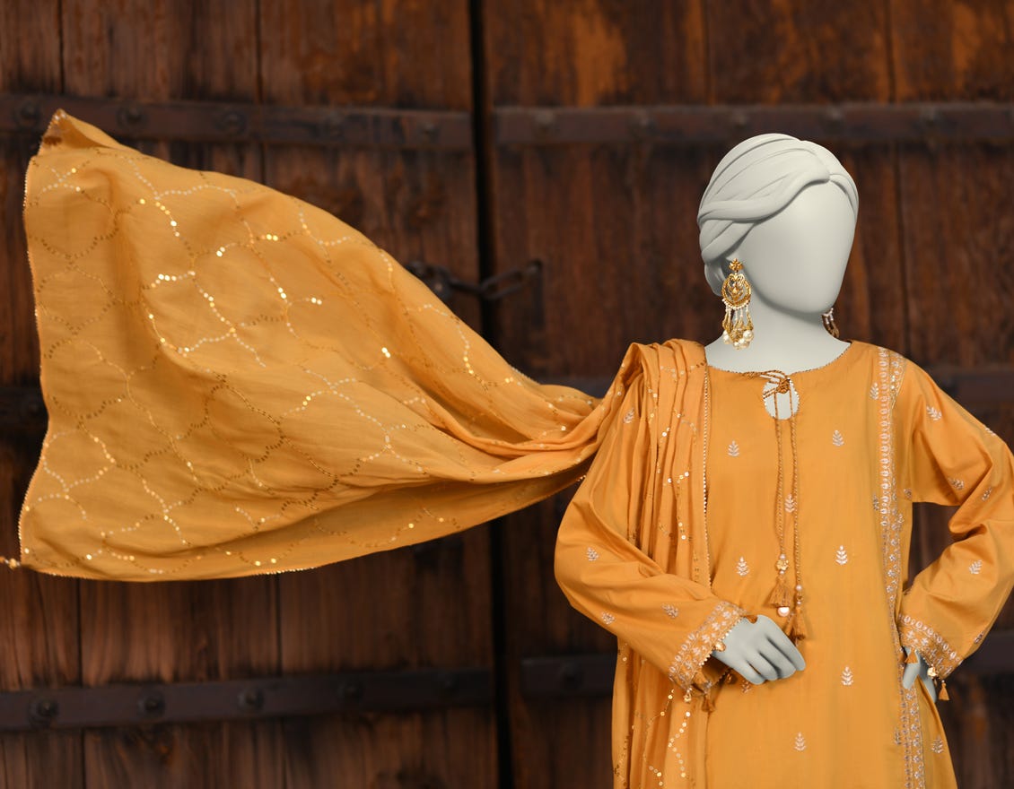 YELLOW LAWN EMBROIDERED UNSTITCHED 3PC | JLAWN-S-25-3169