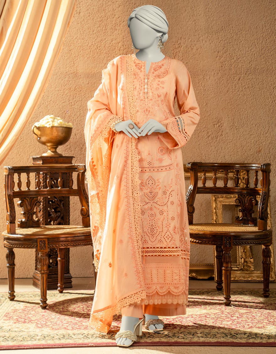 PEACH LAWN EMBROIDERED UNSTITCHED 3PC | JLAWN-S-25-3249