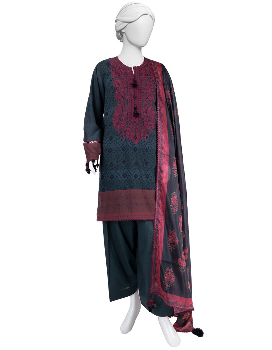 MULTICOLOR LAWN EMBROIDERED UNSTITCHED 3PC