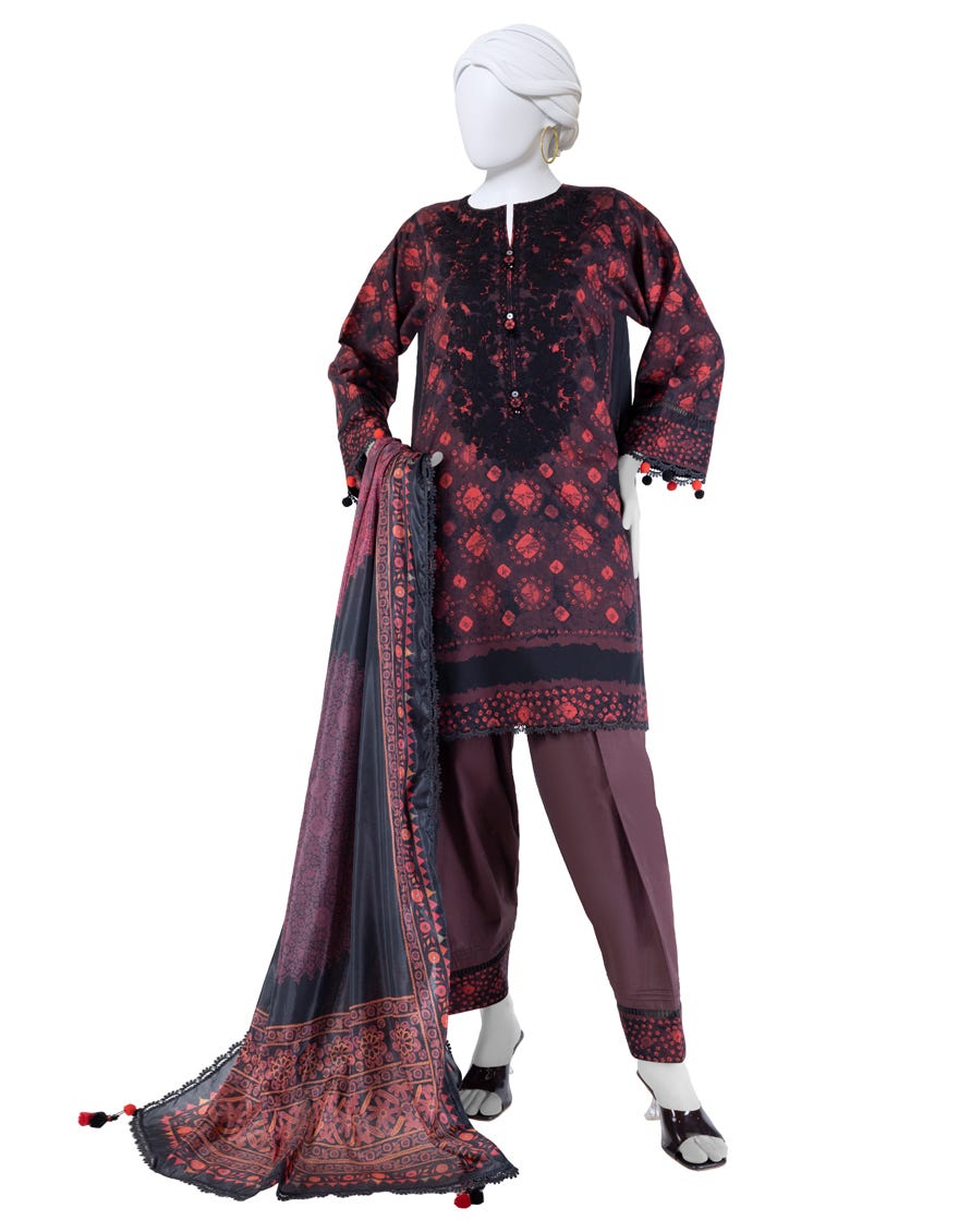 MULTICOLOR LAWN EMBROIDERED UNSTITCHED 3PC