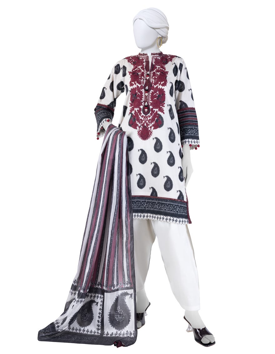 MULTICOLOR LAWN EMBROIDERED UNSTITCHED 3PC