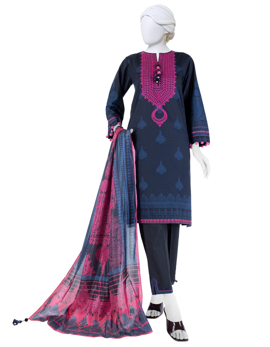 MULTICOLOR LAWN EMBROIDERED UNSTITCHED 3PC