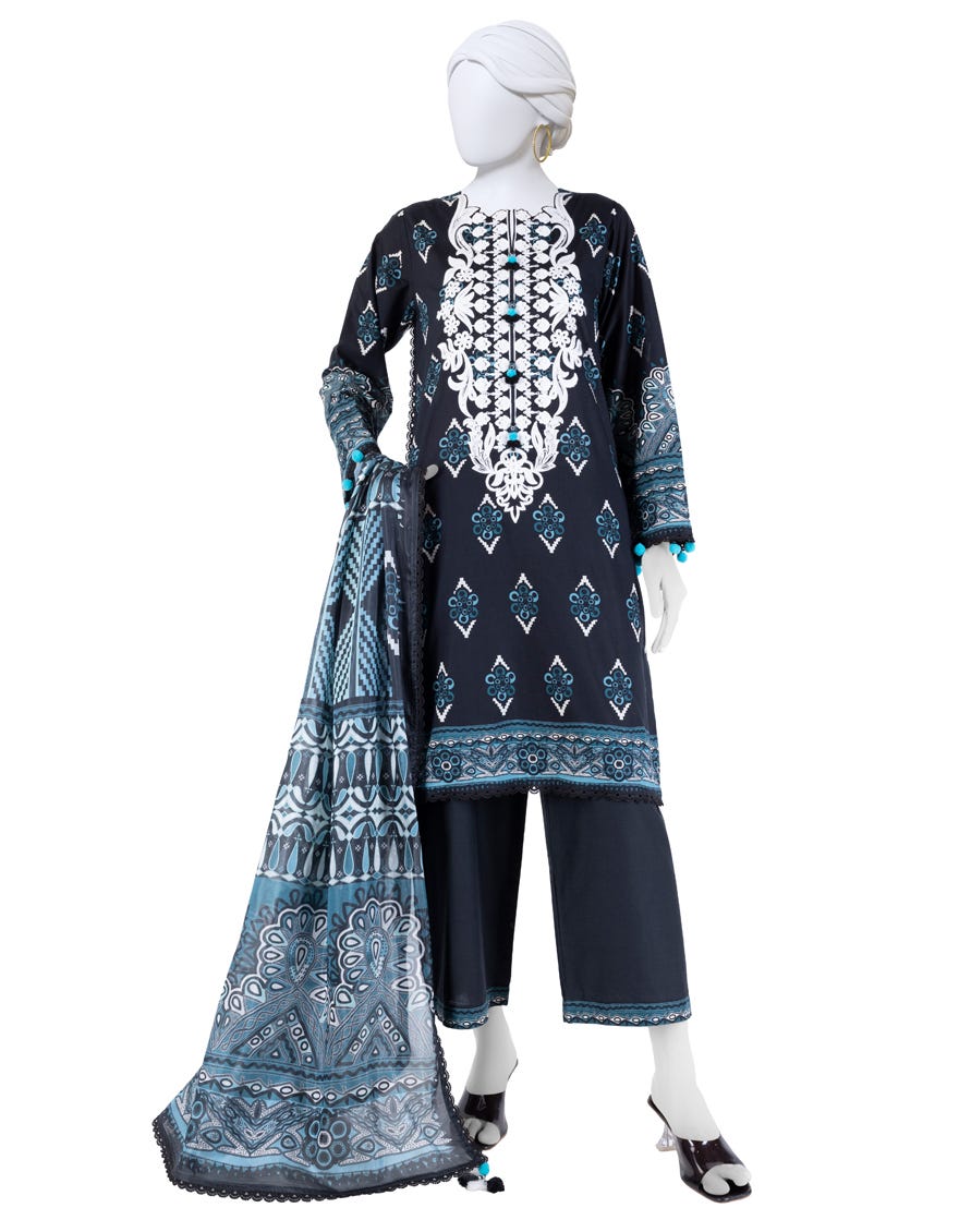 MULTICOLOR LAWN EMBROIDERED UNSTITCHED 3PC