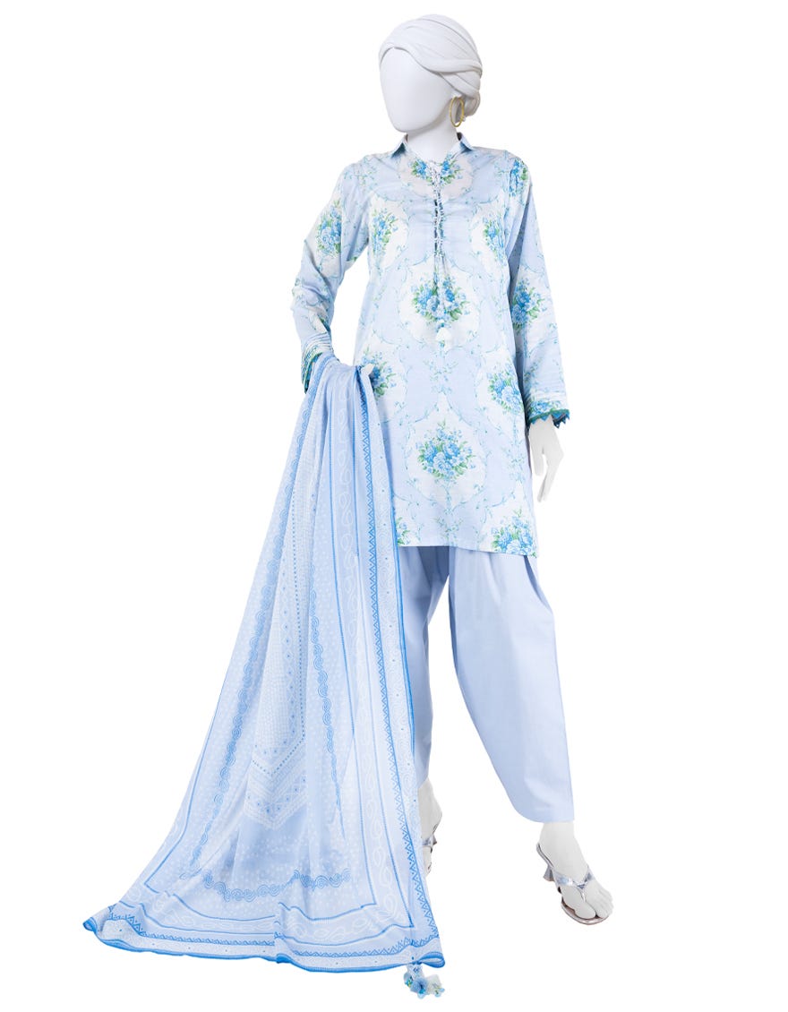 MULTICOLOR LAWN PRINTED UNSTITCHED 3PC