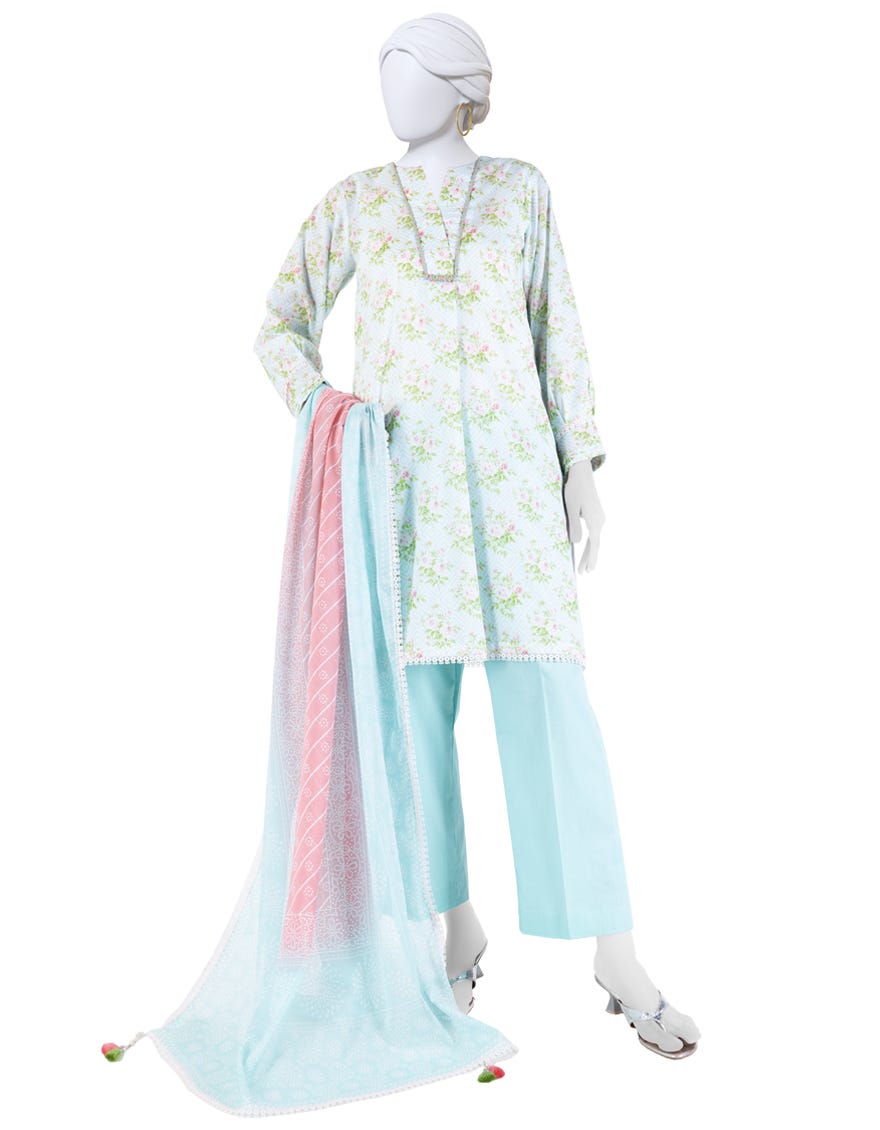 MULTICOLOR LAWN PRINTED UNSTITCHED 3PC