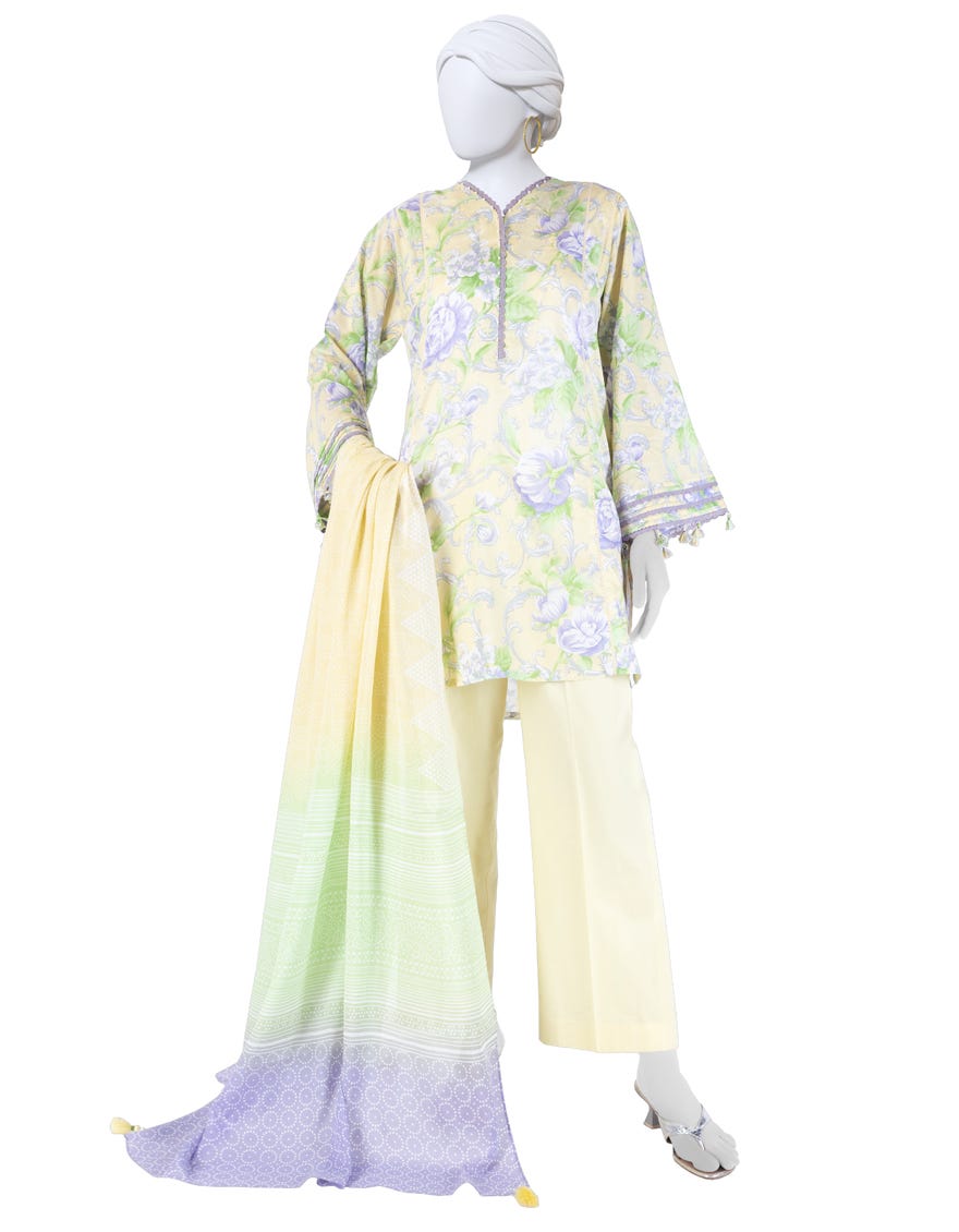 MULTICOLOR LAWN PRINTED UNSTITCHED 3PC