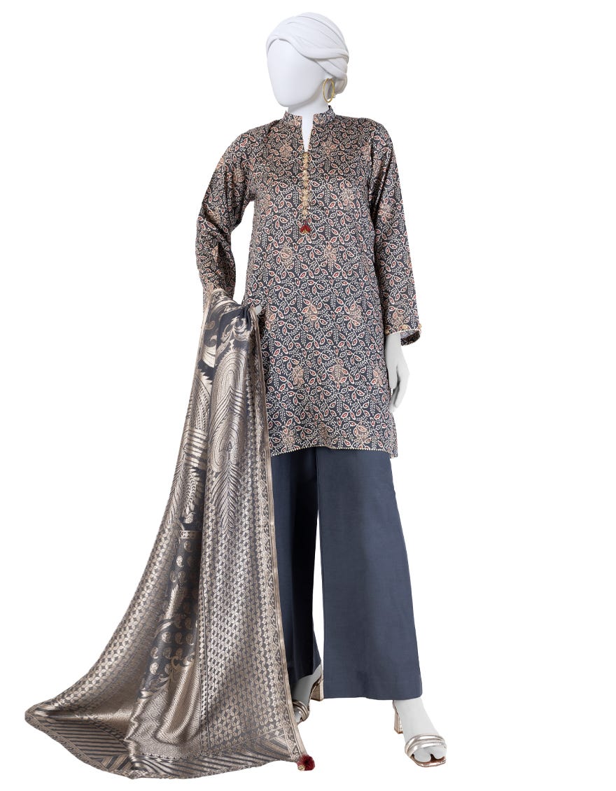 MULTICOLOR DIGITAL PRINTED JACQUARD UNSTITCHED 3PC