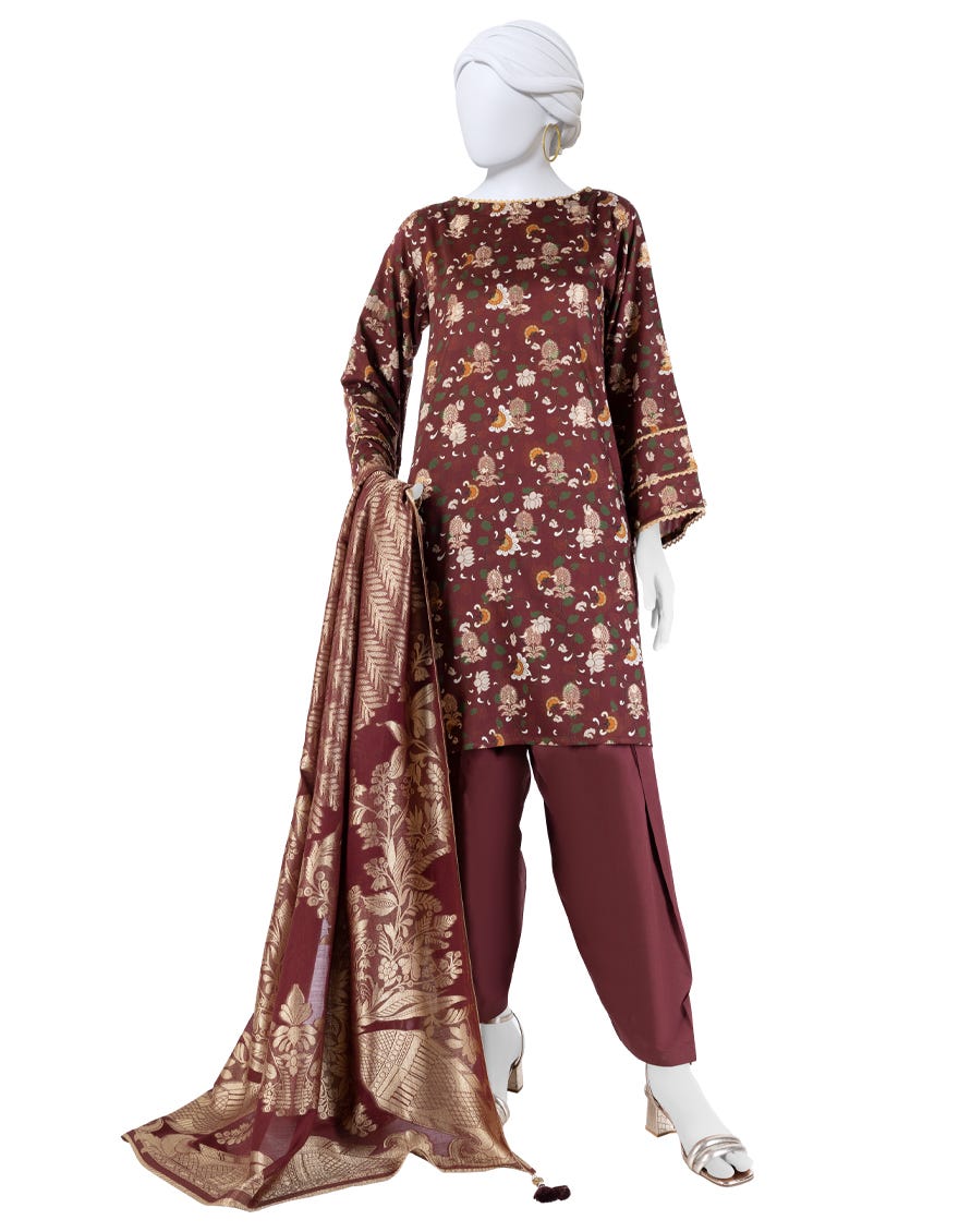 MULTICOLOR DIGITAL PRINTED JACQUARD UNSTITCHED 3PC