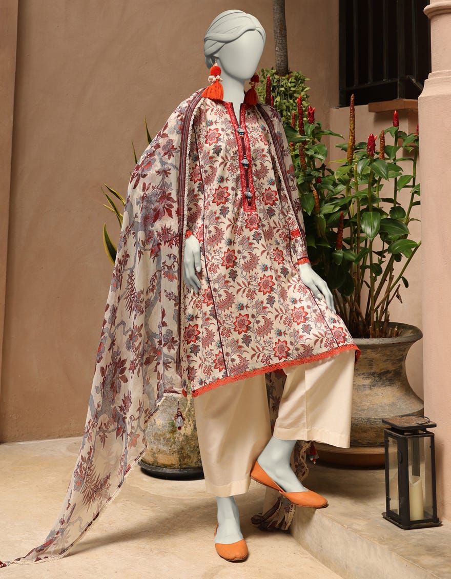 MULTICOLOR LAWN EMBROIDERED UNSTITCHED 3PC | JLAWN-S-25-3296-A