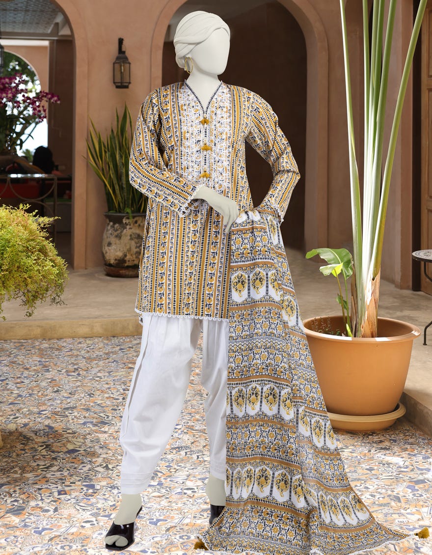 MULTICOLOR LAWN EMBROIDERED UNSTITCHED 3PC | JLAWN-S-25-3299-A
