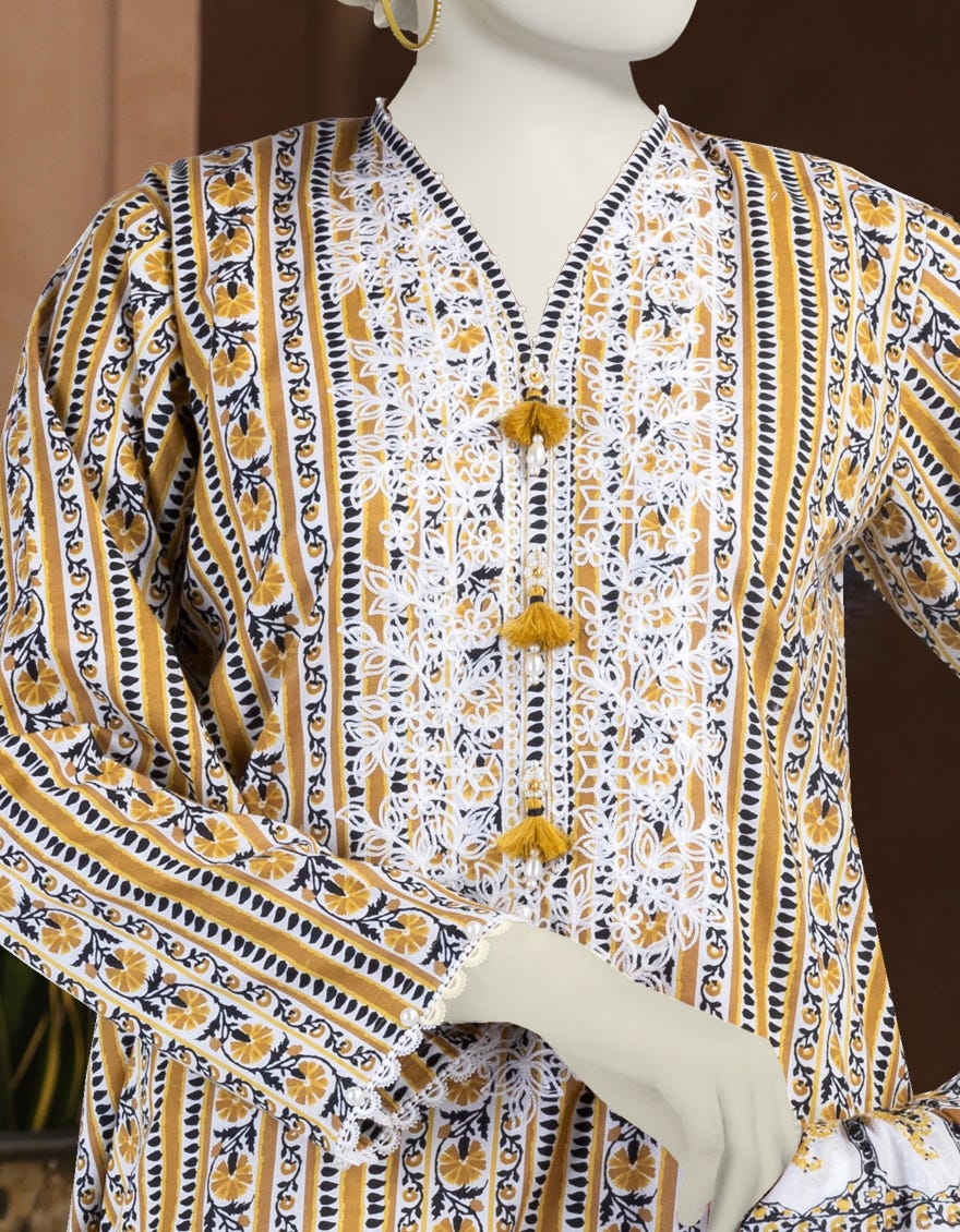 MULTICOLOR LAWN EMBROIDERED UNSTITCHED 3PC | JLAWN-S-25-3299-A