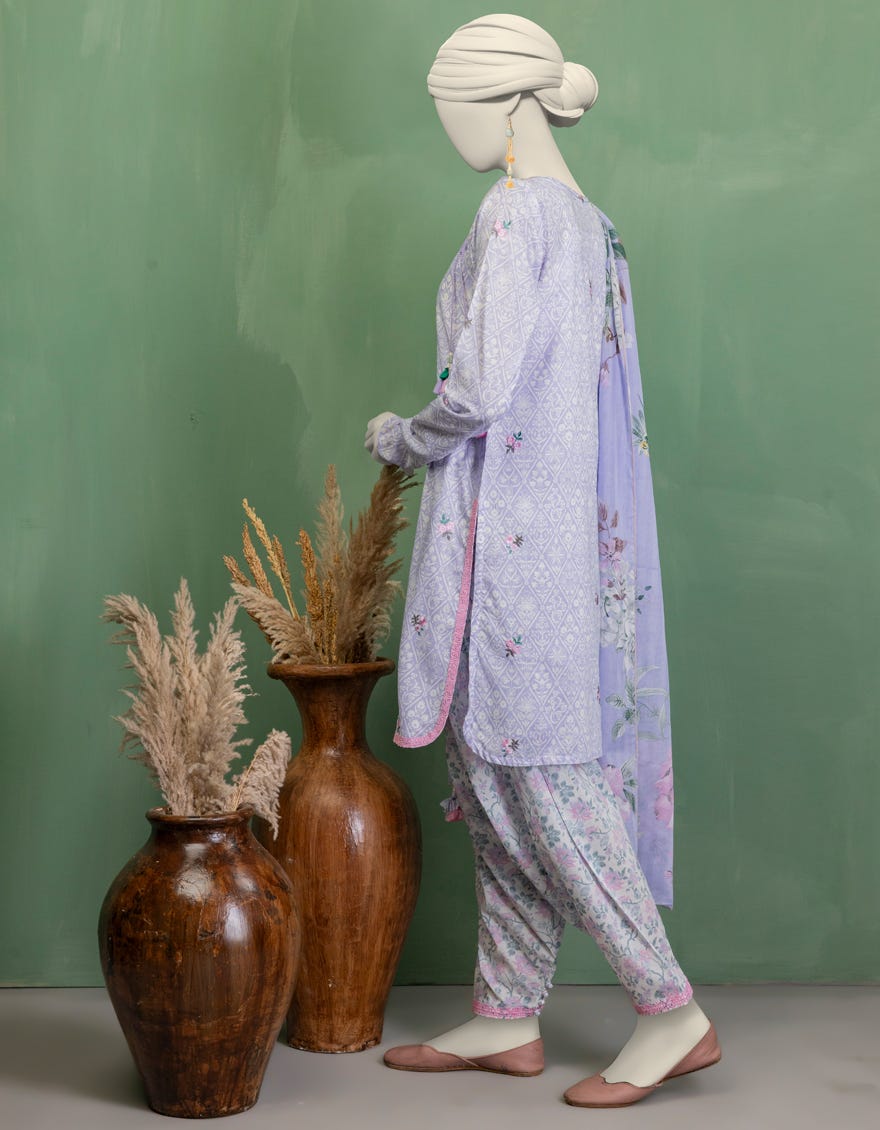 LILAC DOBBY EMBROIDERED UNSTITCHED 3PC