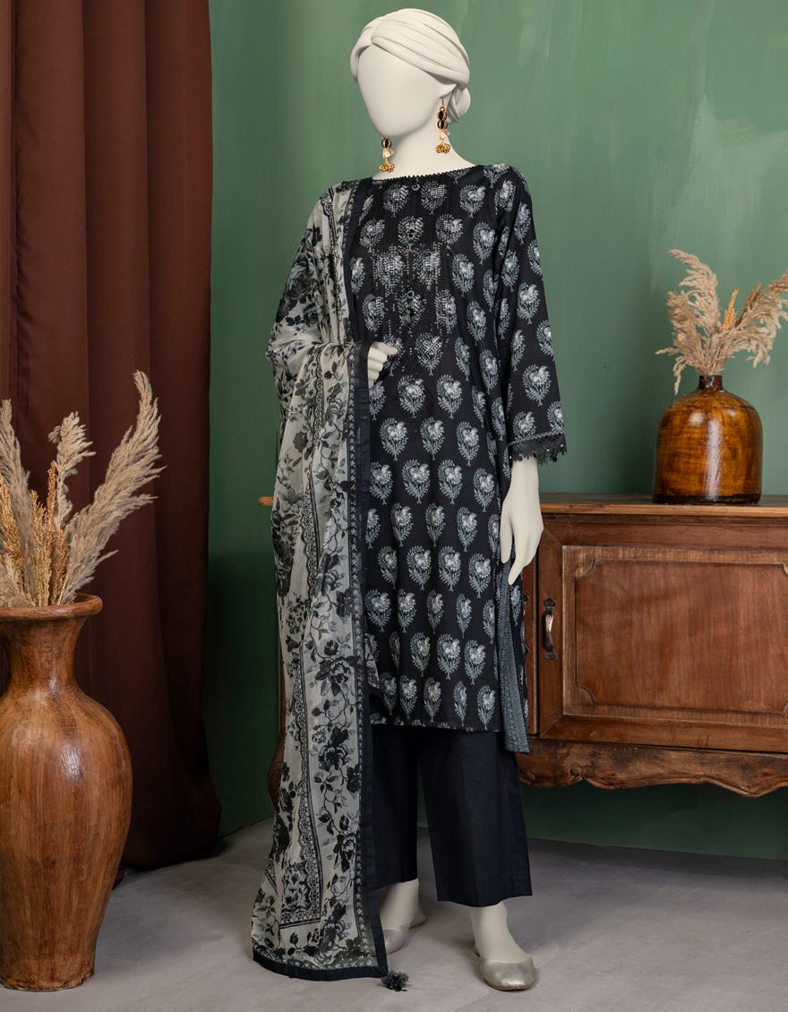 MULTICOLOR CHIFFON EMBROIDERED UNSTITCHED 3PC