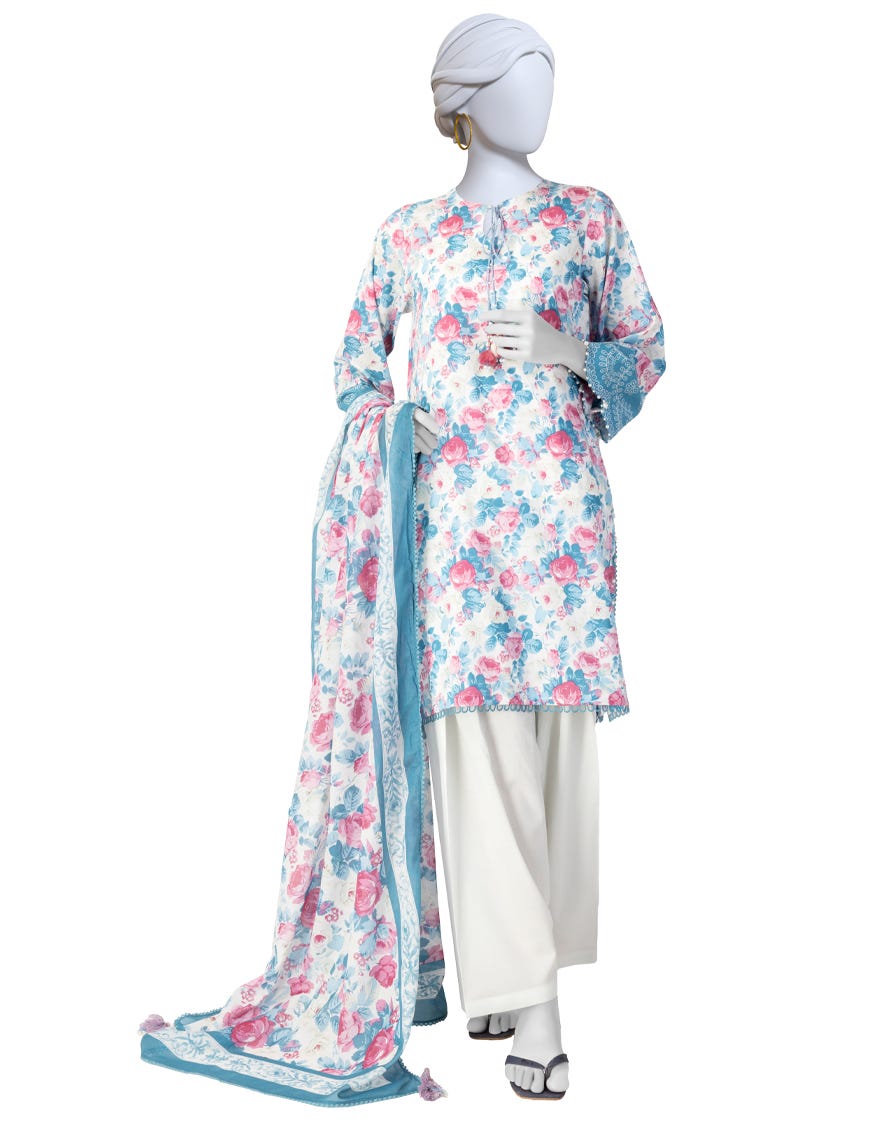 MULTICOLOR PRINTED LAWN UNSTITCHED 3PC
