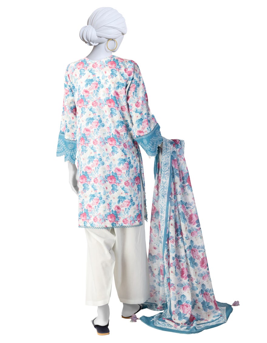 MULTICOLOR PRINTED LAWN UNSTITCHED 3PC