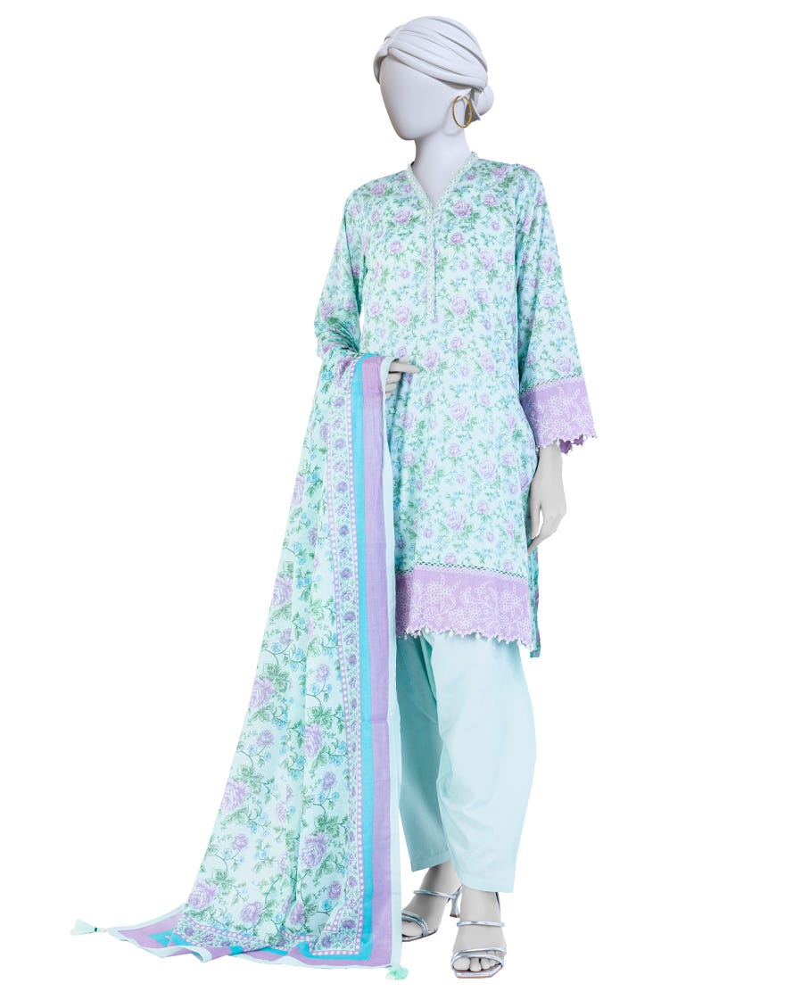 MULTICOLOR PRINTED LAWN UNSTITCHED 3PC