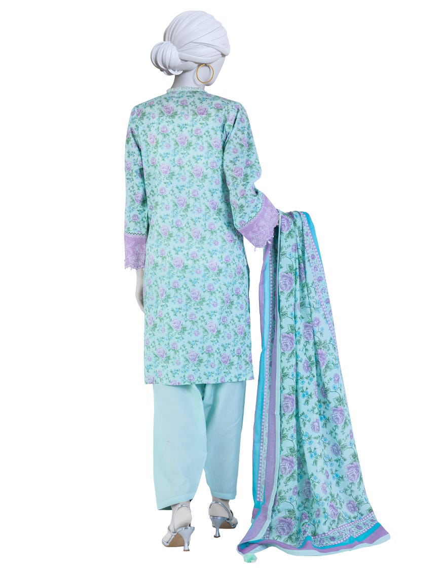 MULTICOLOR PRINTED LAWN UNSTITCHED 3PC