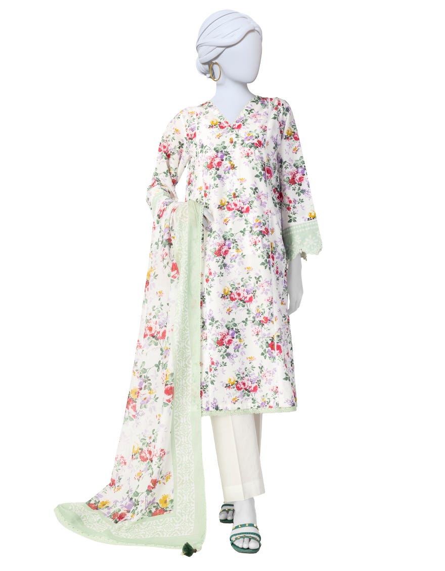 MULTICOLOR PRINTED LAWN UNSTITCHED 3PC