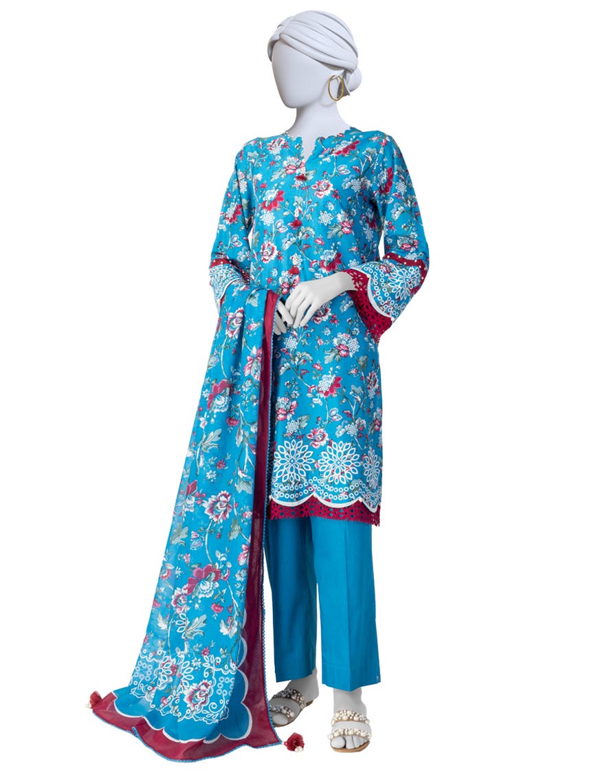 MULTICOLOR PRINTED LAWN UNSTITCHED 3PC