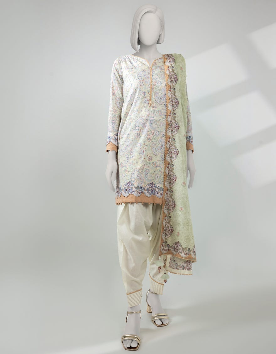 GREEN LAWN PRINTED UNSTITCHED 3PC