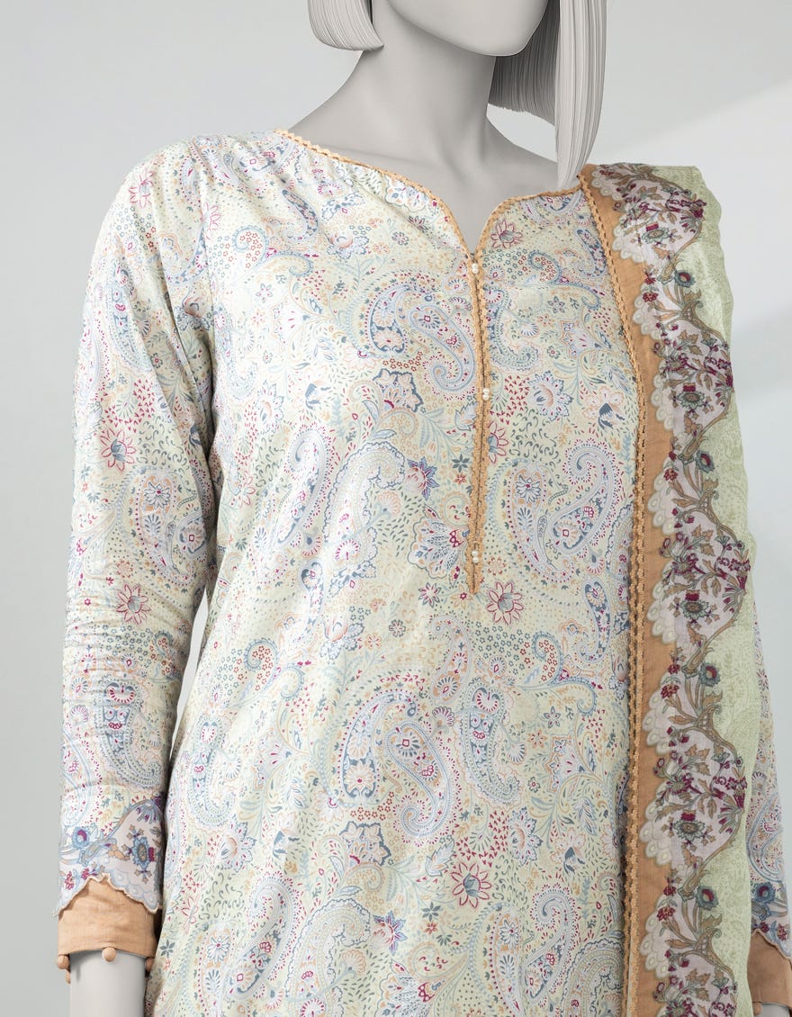 GREEN LAWN PRINTED UNSTITCHED 3PC