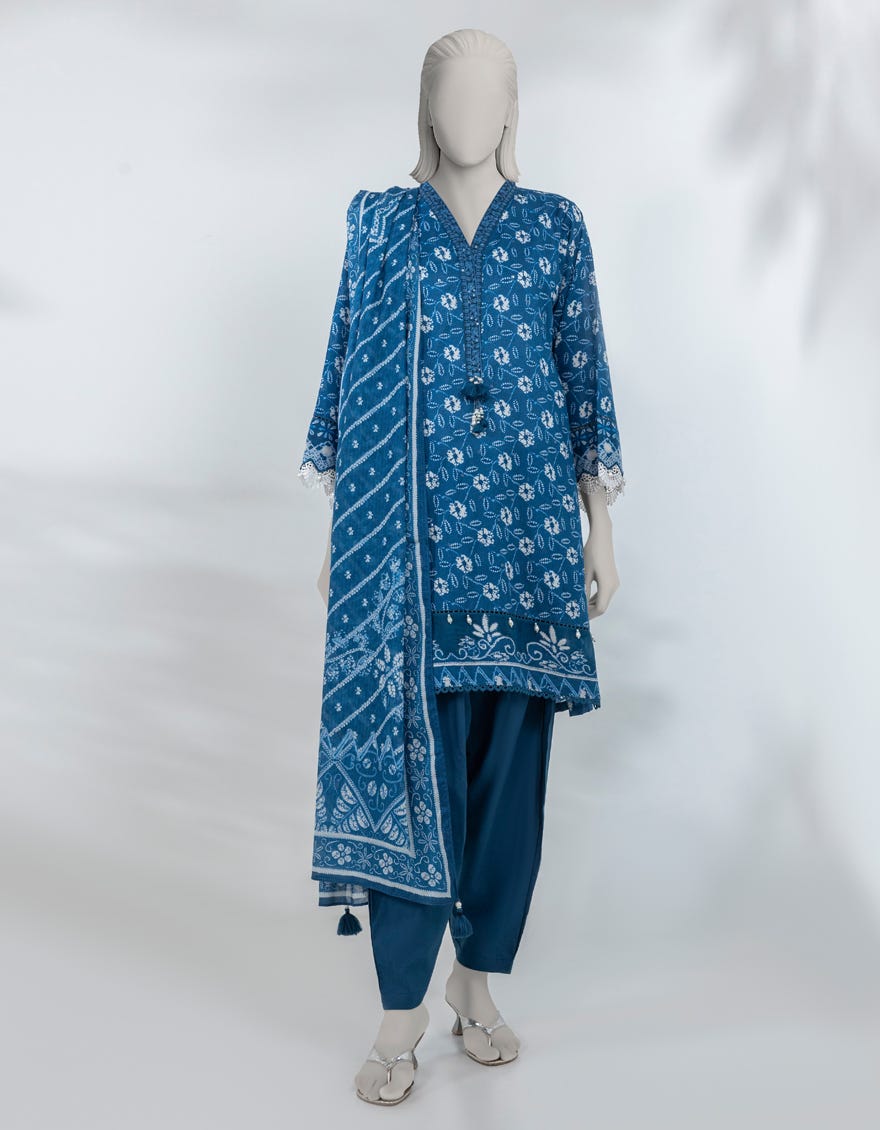 MULTICOLOR LAWN EMBROIDERED UNSTITCHED 3PC