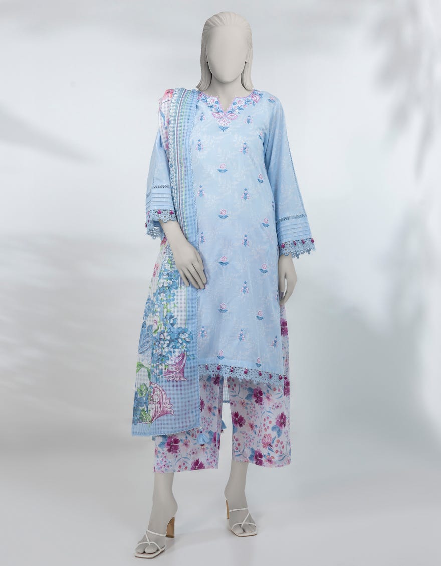 MULTICOLOR LAWN EMBROIDERED UNSTITCHED 3PC