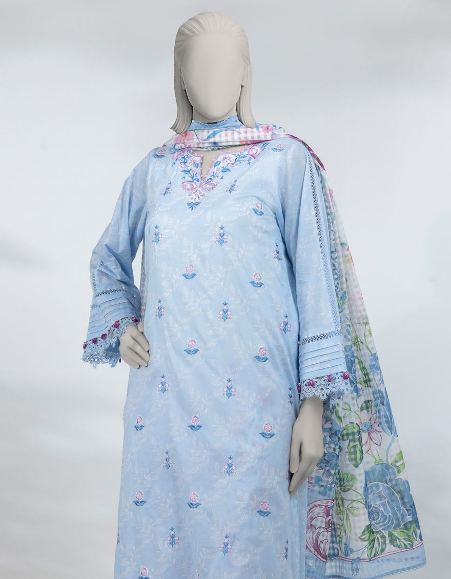 MULTICOLOR LAWN EMBROIDERED UNSTITCHED 3PC