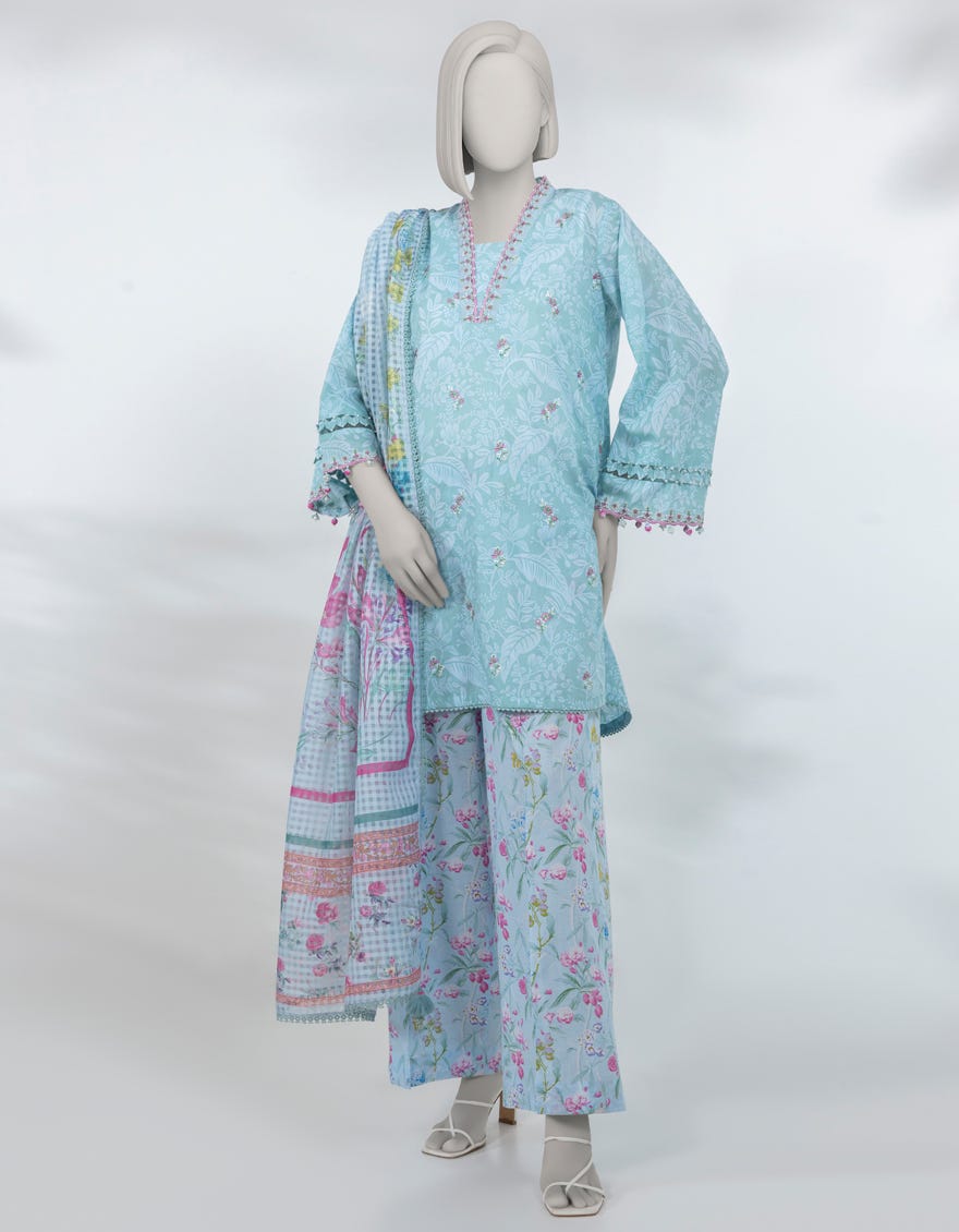 MULTICOLOR LAWN EMBROIDERED UNSTITCHED 3PC