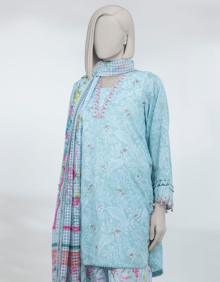 MULTICOLOR LAWN EMBROIDERED UNSTITCHED 3PC