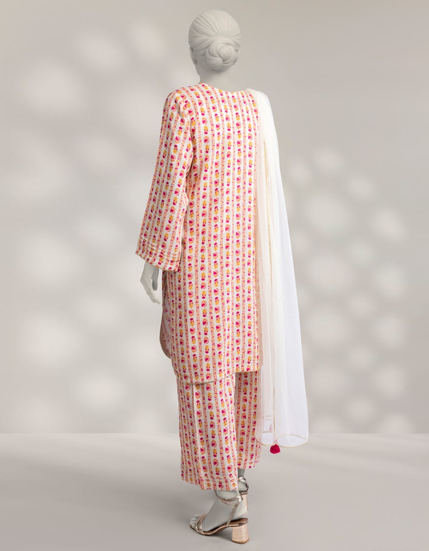 BEIGE LINEN DIGITAL PRINTED 3PC STITCHED